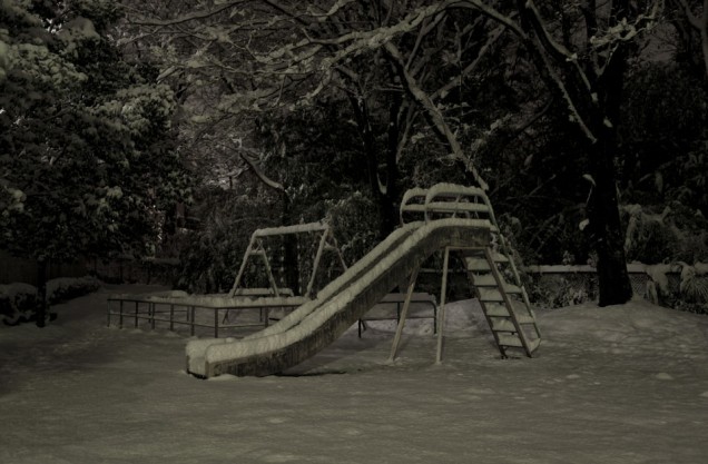 Kyoto, jardin d'enfants sous la neige